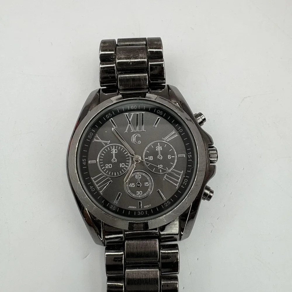 Charming Charlie Watch Black Dial Chronograph Quartz Stainless RY4121GU WORKS‎